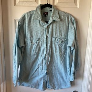 Panhandle Slim Men’s Medium Pearl Snap Shirt Long Sleeve Checked Western